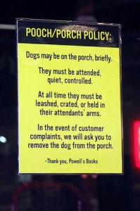 Porch/Pooch Policy at Powells